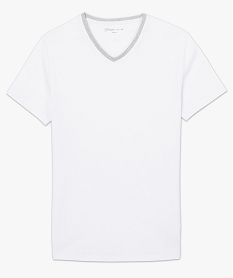 tee-shirt homme en coton avec col v blanc8557701_4