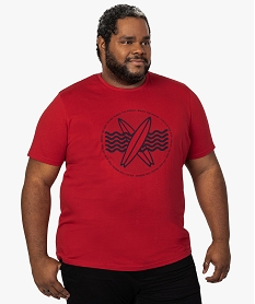 GEMO Tee-shirt homme avec motif surf sur lavant Rouge