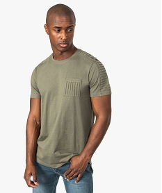 GEMO Tee-shirt pour homme avec surpiqûres fantaisie sur les épaules Vert