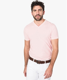 GEMO Tee-shirt homme ajusté à manches courtes et col V Orange