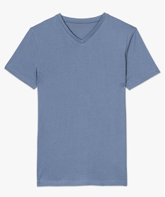 tee-shirt homme ajuste a manches courtes et col v bleu8558301_4