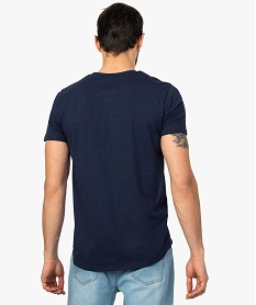 tee-shirt homme a poche poitrine imprimee jungle en coton bio bleu8558901_3
