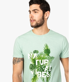 tee-shirt homme en coton bio imprime a dos rallonge et arrondi vert tee-shirts8559001_2