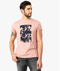 tee-shirt homme avec large motif feuillage sur lavant rose tee-shirts8559201_1