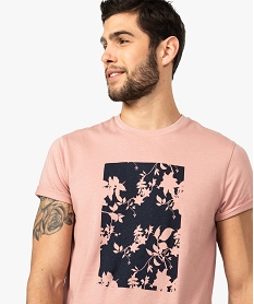 tee-shirt homme avec large motif feuillage sur lavant rose tee-shirts8559201_2