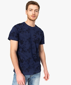 GEMO Tee-shirt homme à manches courtes imprimé fleurs ton sur ton Imprimé