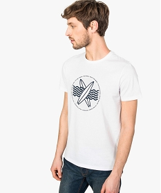 GEMO Tee-shirt homme avec motif surf sur lavant Blanc