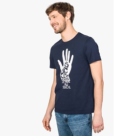 tee-shirt homme avec motif et message sur lavant bleu8559601_1