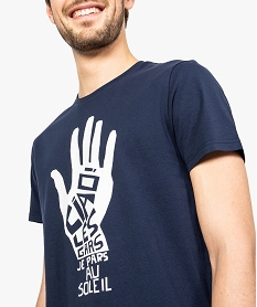 tee-shirt homme avec motif et message sur lavant bleu8559601_2