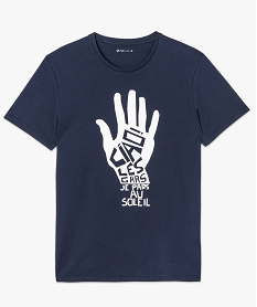 tee-shirt homme avec motif et message sur lavant bleu8559601_4
