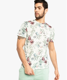 GEMO Tee-shirt homme à motifs fleuris multicolores Imprimé