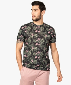 GEMO Tee-shirt homme à manches courtes imprimé fleuri Imprimé