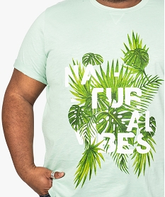 tee-shirt homme en coton bio avec motifs feuillage vert tee-shirts8560701_2