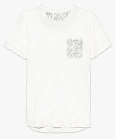 GEMO Tee-shirt homme en coton bio avec poche poitrine à motifs Beige