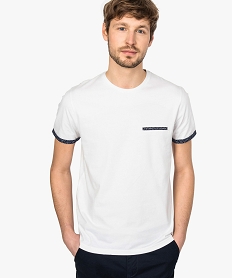 GEMO Tee-shirt homme avec revers de manches fantaisie blanc standard