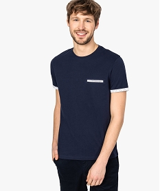 GEMO Tee-shirt homme avec revers de manches fantaisie Bleu