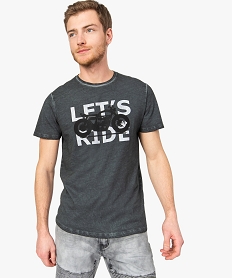 GEMO Tee-shirt homme avec motif moto sur lavant Gris