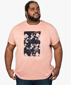 tee-shirt homme avec large motif fleuri sur lavant rose tee-shirts8561301_1