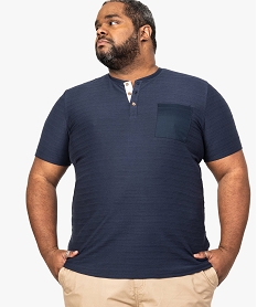 GEMO Tee-shirt homme à manches courtes en maille texturée Bleu