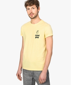 GEMO Tee-shirt homme à manches courtes avec motif poitrine Jaune