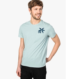 GEMO Tee-shirt homme à poche poitrine et motif palmiers Vert