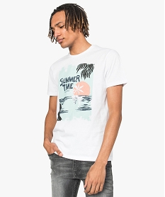 tee-shirt homme avec motif coucher de soleil sur lavant blanc tee-shirts8562201_1