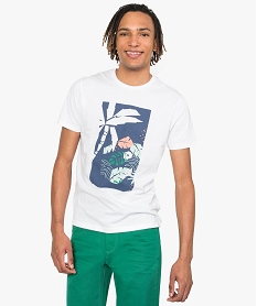 tee-shirt homme avec motif colore sur lavant blanc tee-shirts8562301_1