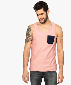 GEMO Débardeur homme avec poche poitrine contrastante Rose