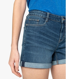 short en jean pour femme avec revers cousus bleu shorts8566001_2