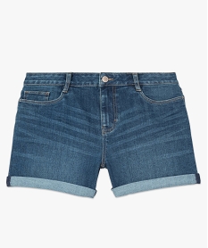 short en jean pour femme avec revers cousus bleu shorts8566001_4