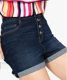 short femme en jean stretch taille haute a boutonniere bleu shorts8566301_2