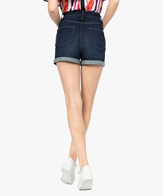 short femme en jean stretch taille haute a boutonniere bleu8566301_3