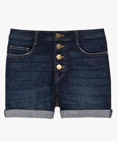 short femme en jean stretch taille haute a boutonniere bleu shorts8566301_4