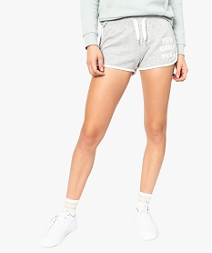 GEMO Short en maille pour femme avec motif sur lavant Gris