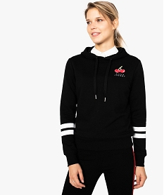 sweat a capuche pour femme avec inscription sur lavant noir sweats8567701_1