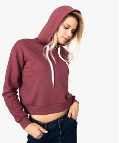 GEMO Sweat court à capuche pour femme Rouge