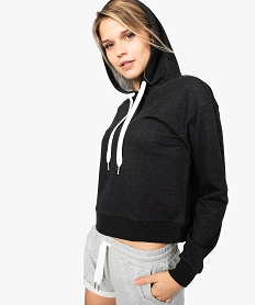 sweat court a capuche pour femme gris8568701_1