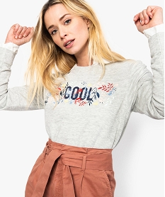 GEMO Sweat femme en coton biologique avec motif sur lavant Gris