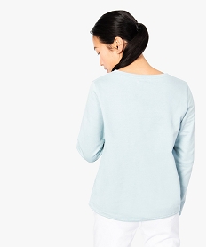 sweat femme en coton biologique avec motif sur lavant bleu8569601_3