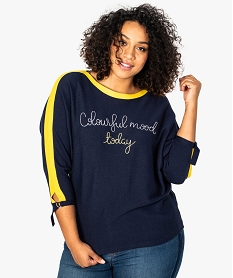 GEMO Pull femme oversize manches chauve-souris Bleu