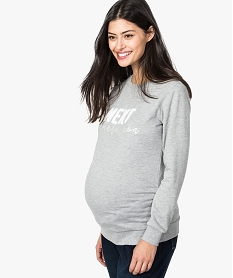 GEMO Sweat de grossesse en jersey bouclette imprimé gris standard