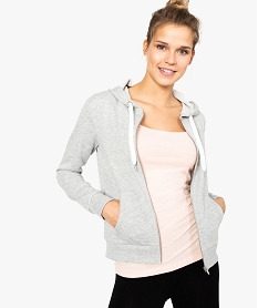 GEMO Sweat zippé à capuche pour femme non molletonné Gris