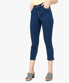 GEMO Jeans femme cropped ajusté à taille normale Gris