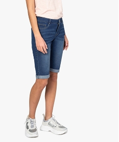 GEMO Bermuda femme en jean 5 poches bleu vif