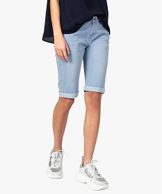 GEMO Bermuda femme en jean 5 poches blanc chine