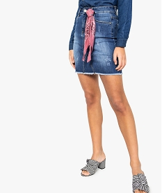 jupe en jean femme avec marques dusure bleu jupes en jean8580301_1