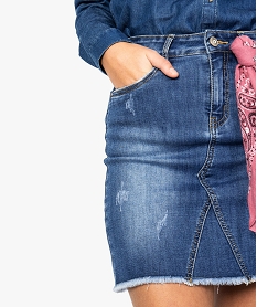 jupe en jean femme avec marques dusure bleu8580301_2