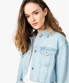 veste en jean femme cropped a bords francs bleu8580501_2