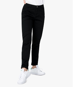 GEMO Pantalon femme en toile coupe slim 5 poches Noir