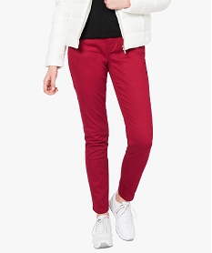 GEMO Pantalon femme slim coloré à taille normale Rouge
